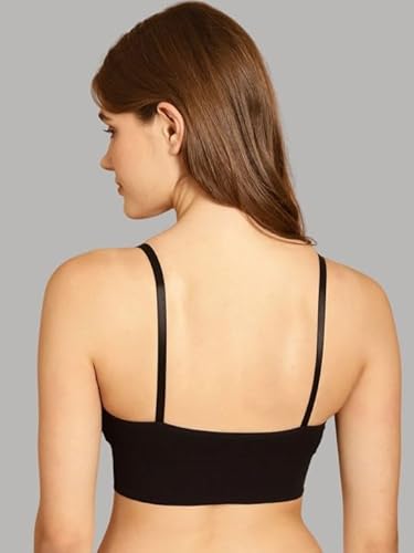 DAINTY Women's Cotton Everyday Sports Bra with Lightly Padded, Non-Wired Slip-on Training Bra - Black DaintyCLiQ