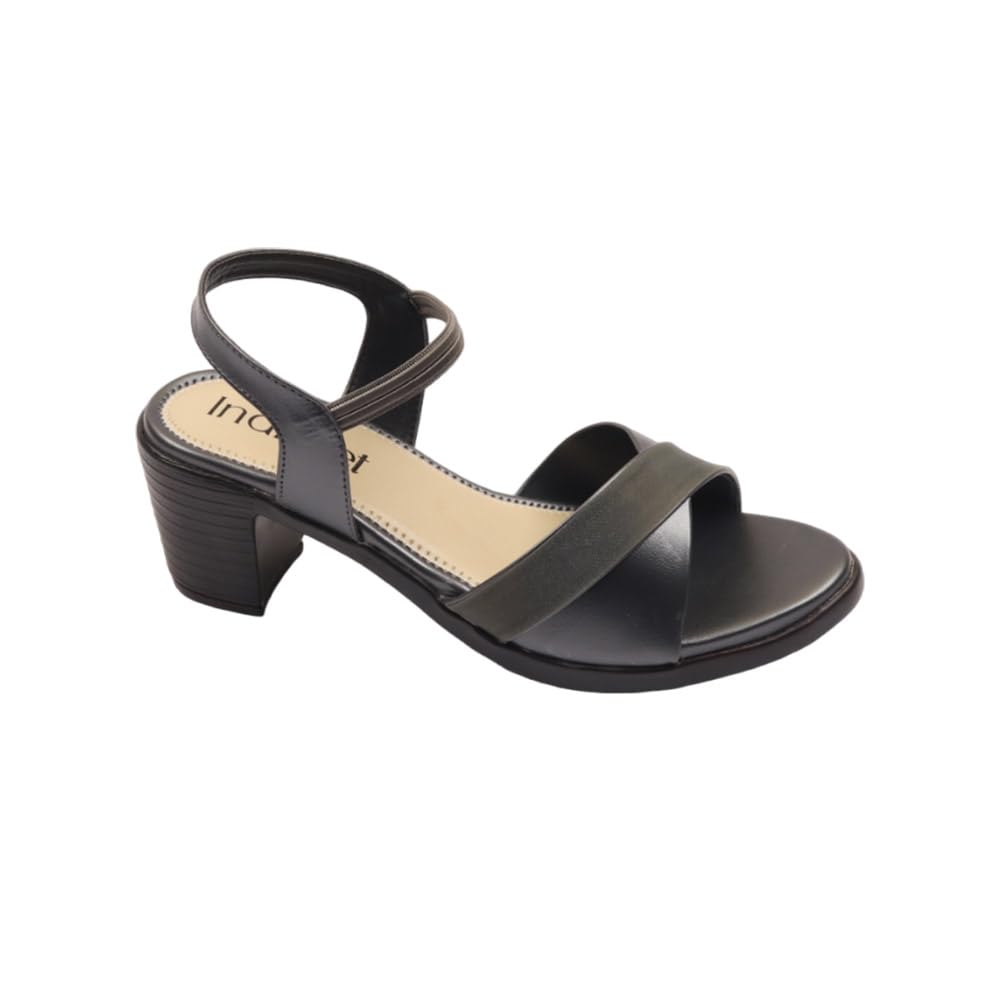 Indifeet Stylish Block Heel Party Wear Sandals - Grey - Size 7