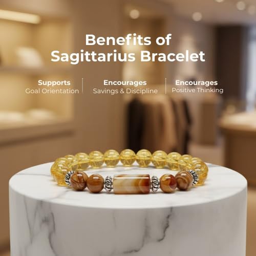 Sagittarius Rashi Bracelet (Dhanu Rashi-ధనుస్సు రాశి)– Semi Precious Gemstone Beaded Bracelet for Energy, Strength & Positivity