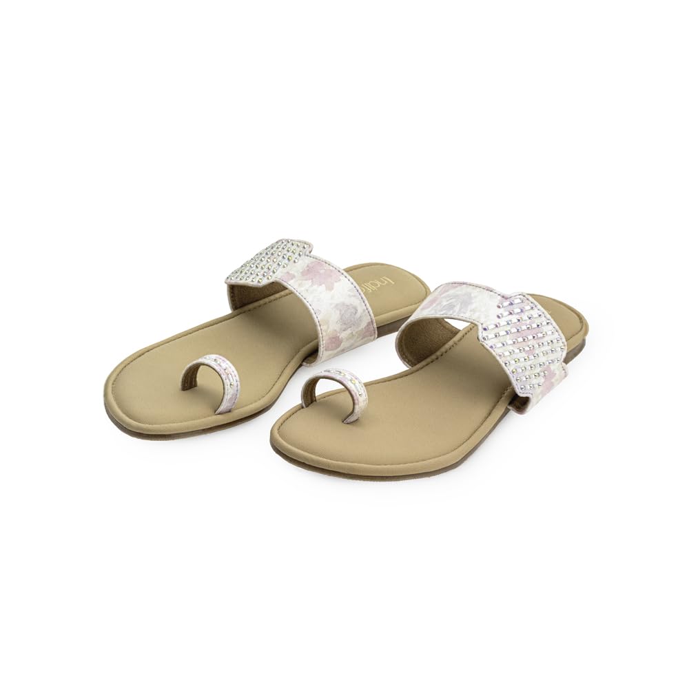 Indifeet Toe Ring Ethic Chappals for Women - Purple - Size 6