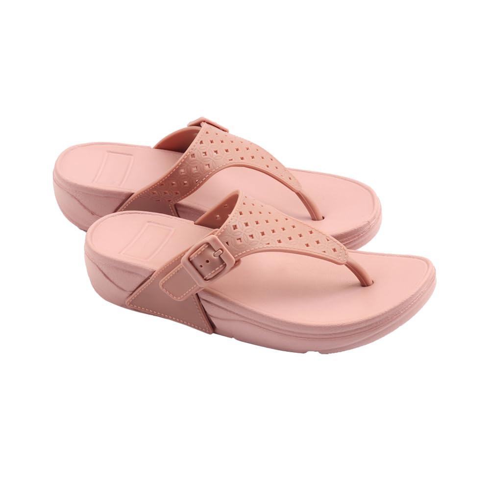 Indifeet Casual Thong Chappals for Women - Peach - Image 22