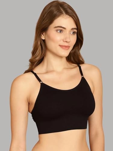 DAINTY Women's Cotton Everyday Sports Bra with Lightly Padded, Non-Wired Slip-on Training Bra - Black DaintyCLiQ