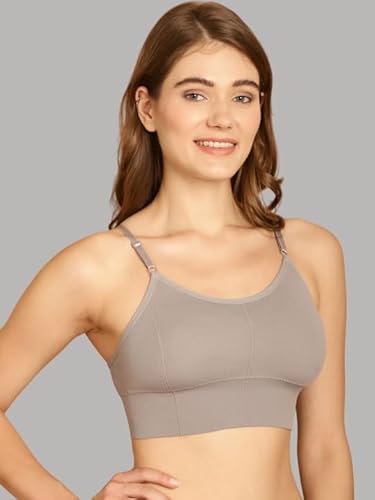 DAINTY Women's Grey Cotton Sports Bra – Wire-Free, Adjustable Straps (1PC) DaintyCLiQ