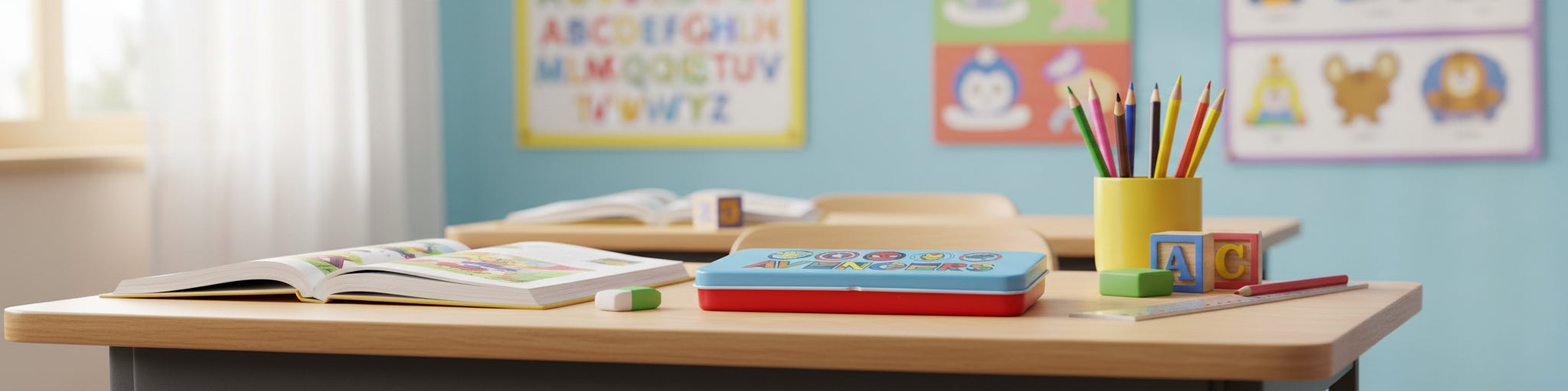 QIPS by HMI AVENGERS & Disney Double Layer Stationary Organizer for Kids Metal Pencil Box.