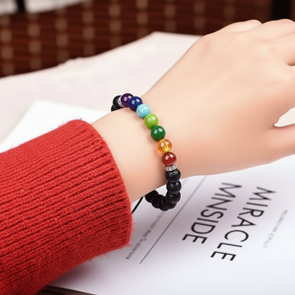 7 Chakra Bracelet – Natural Healing Stone Beaded Bracelet for Balancing Mind, Body & Spirit