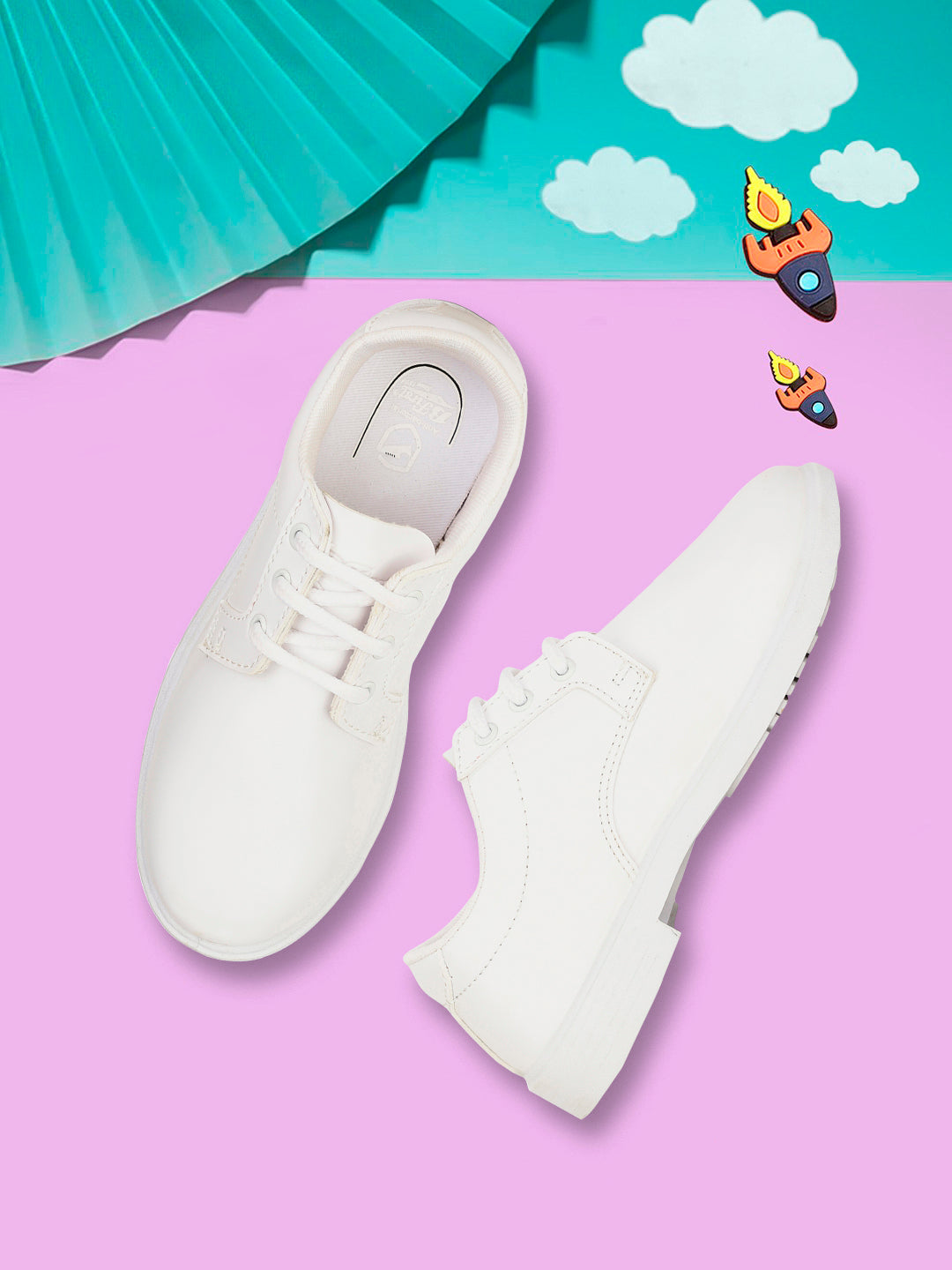 Bata Boy's White Lace-up Derby School Shoes - White - view 6