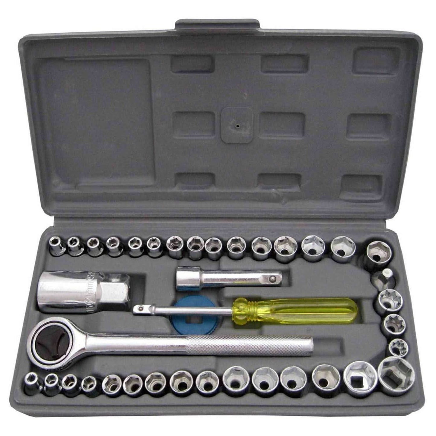 40-Piece Heavy-Duty Socket Wrench Set with Ratchet & Case (Black)