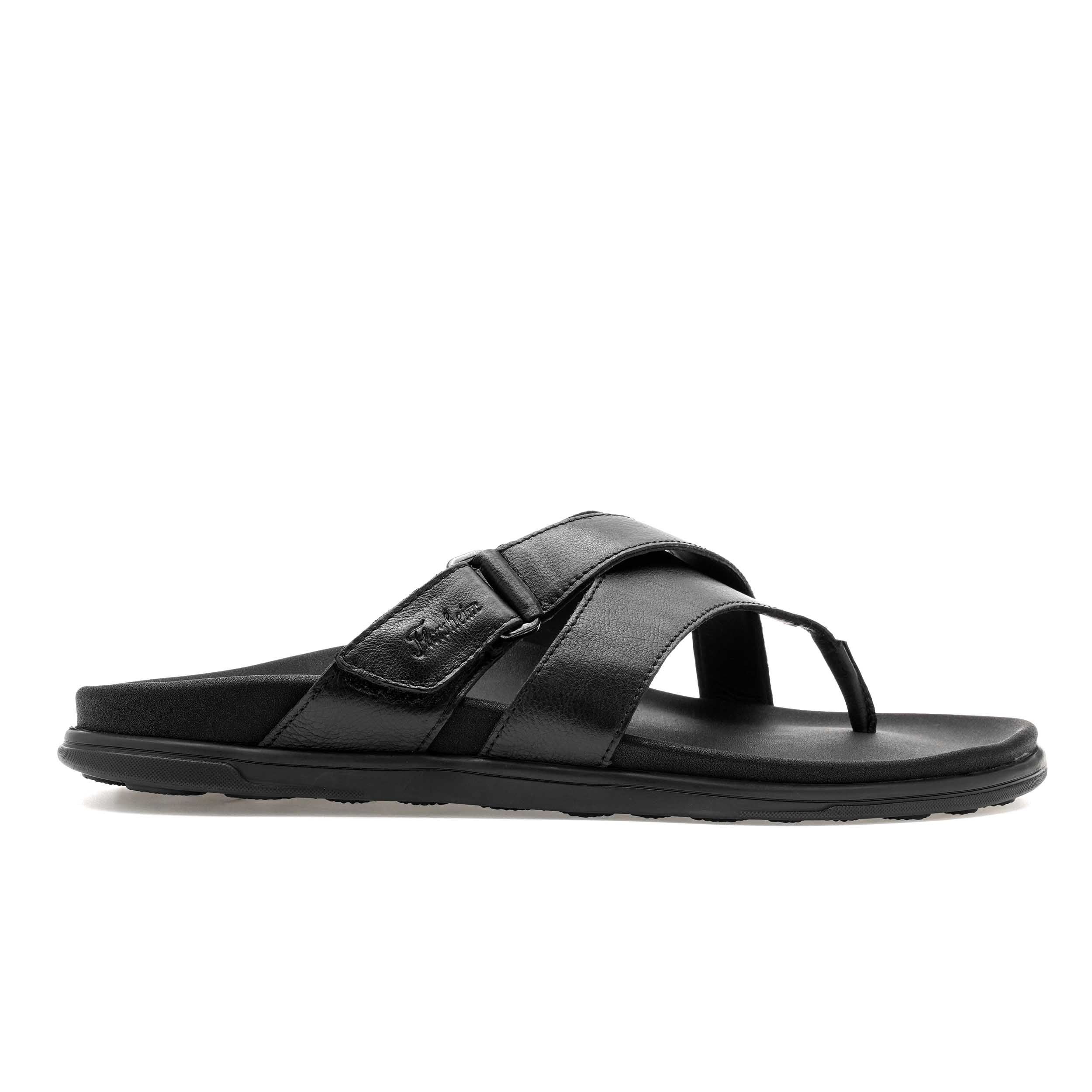 The Comet Black Men Cross Strap Slipper Florsheim