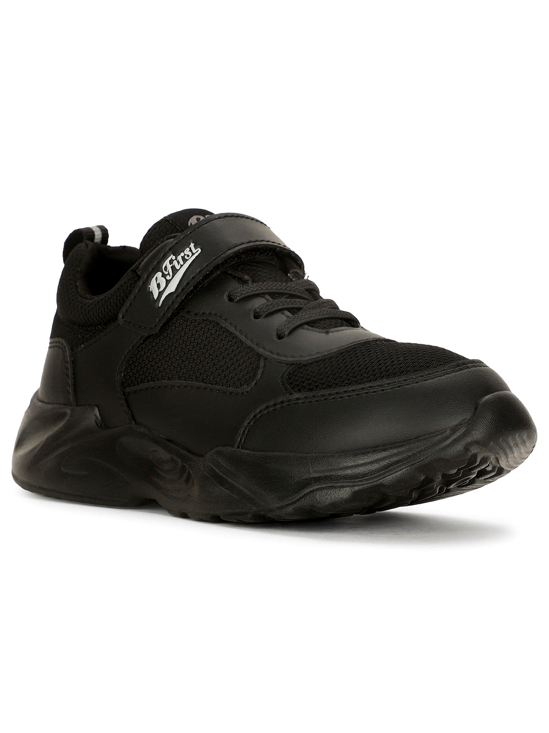 Bata Kids Unisex Black Velcro Strap Oxford School Shoes - Black - View 1