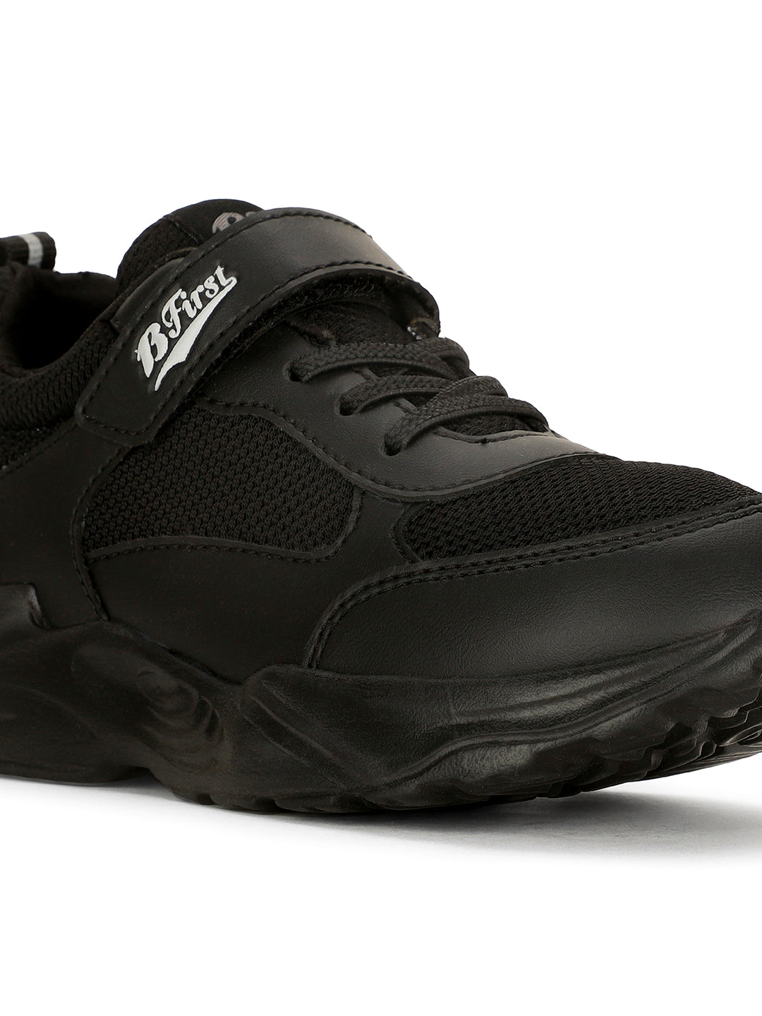 Bata Kids Unisex Black Velcro Strap Oxford School Shoes - Black - View 5