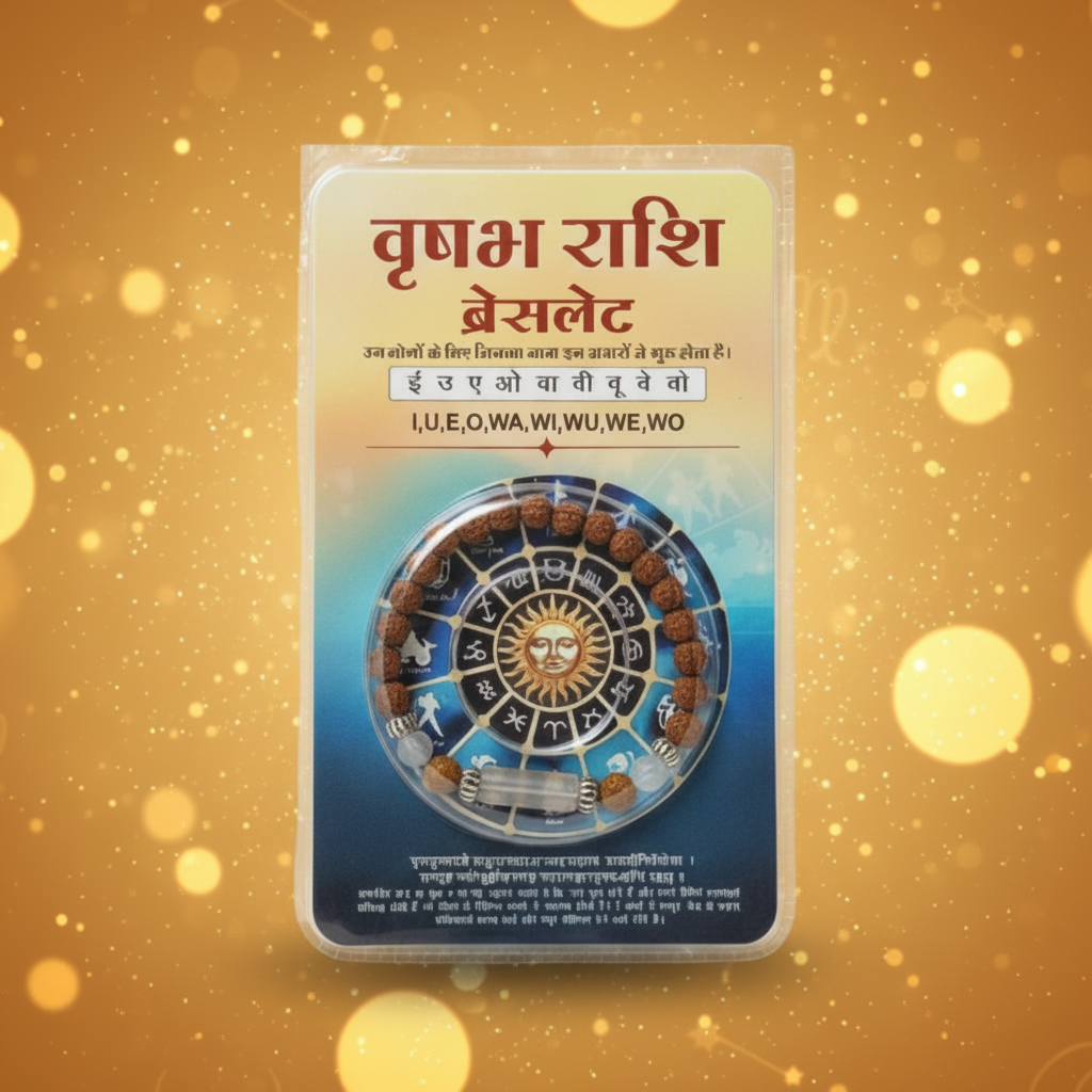 Taurus Rashi Rudraksha Bracelet (Vrishabh Rashi-వృషభ రాశి) – Stress Relief, Career Success & Positive Energy Band