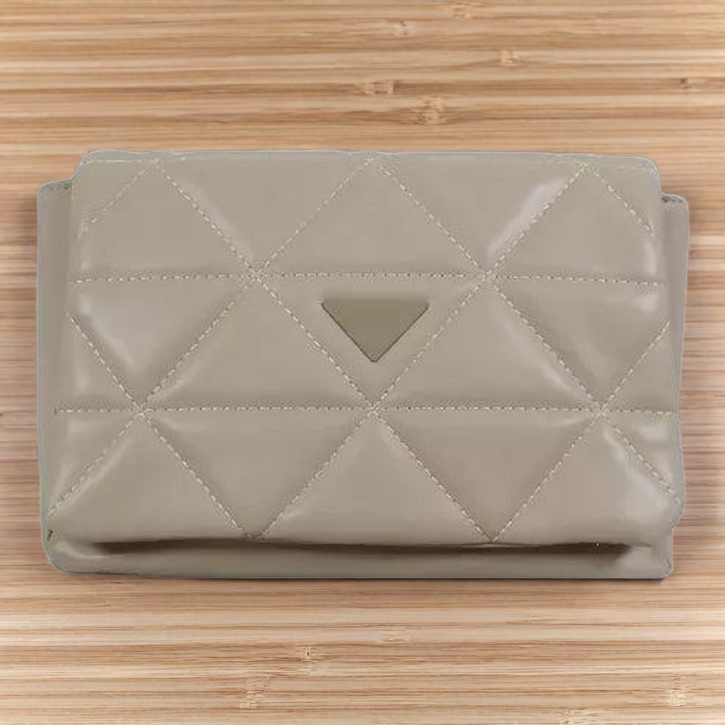 Elegant Quilted Sling Bag with Mini Pouch (Beige)