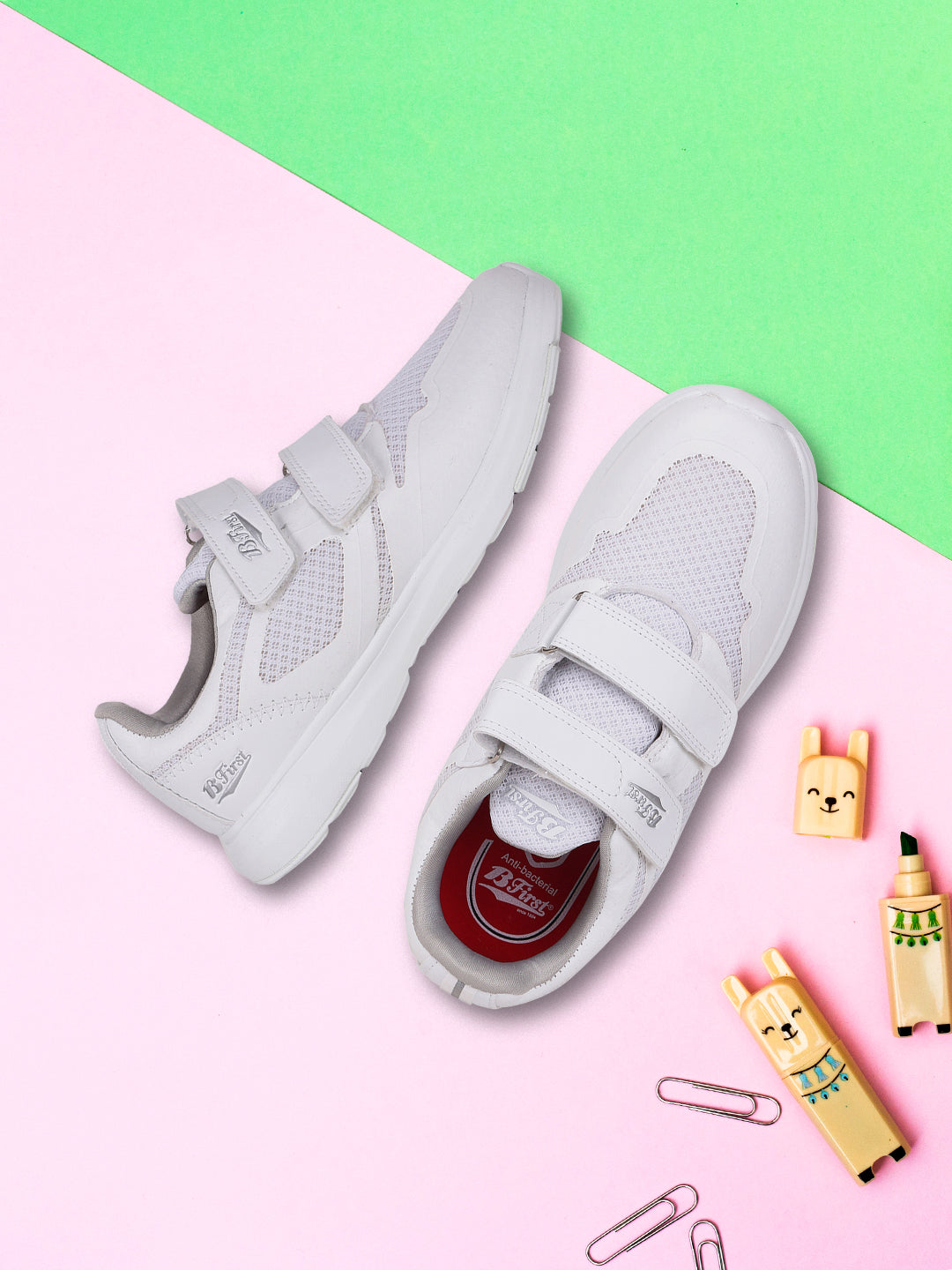 Bata Kids' Unisex White Velcro Oxford School Shoes - White - view 6