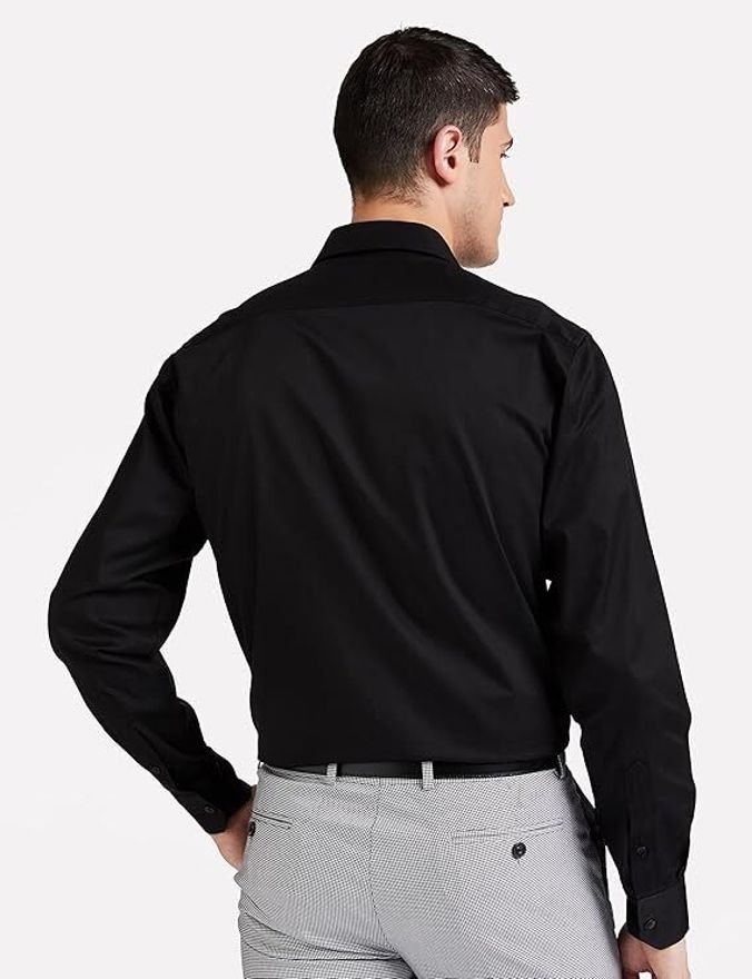 Henshika Men Solid Formal Full Sleeve Shirt – Black - View 2