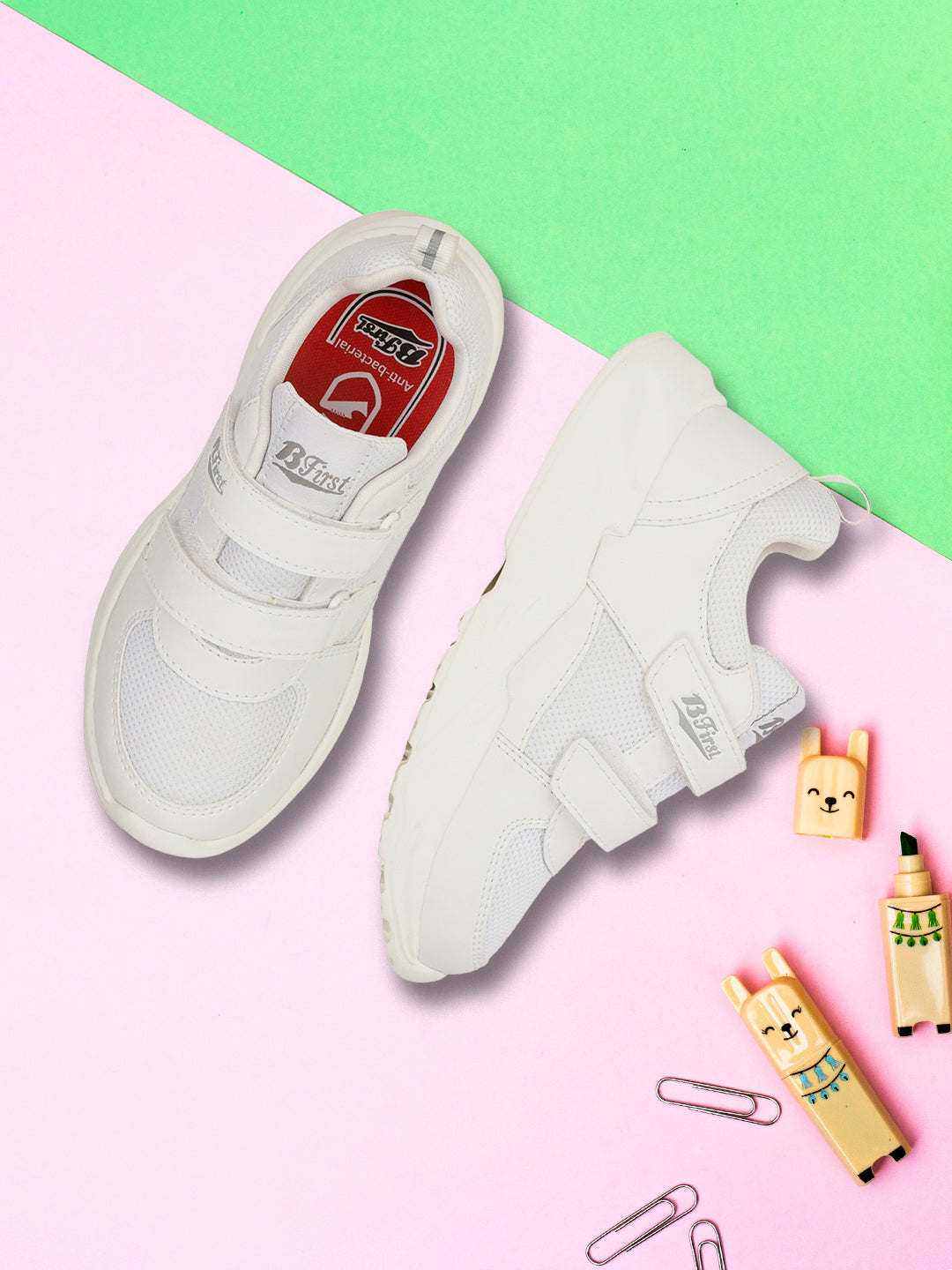 Bata Kids' Unisex White Velcro School Shoes - White - view 6