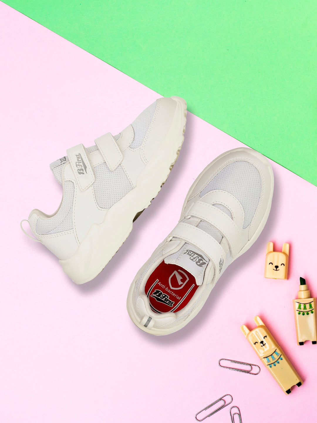 Bata Kids' Unisex White Velcro School Shoes - White - view 6