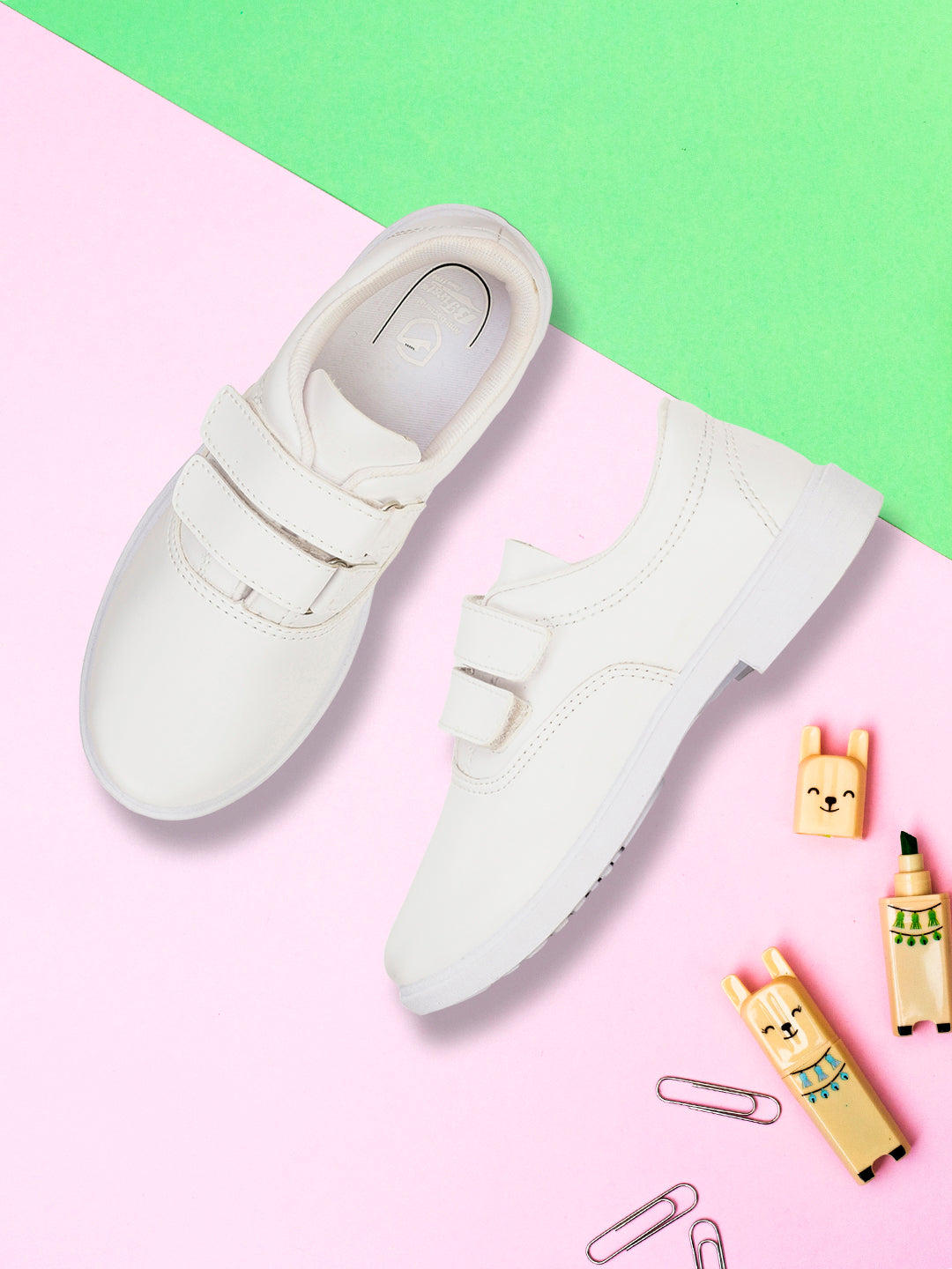 Bata Girls Velcro Strap School Shoes - White - View 6