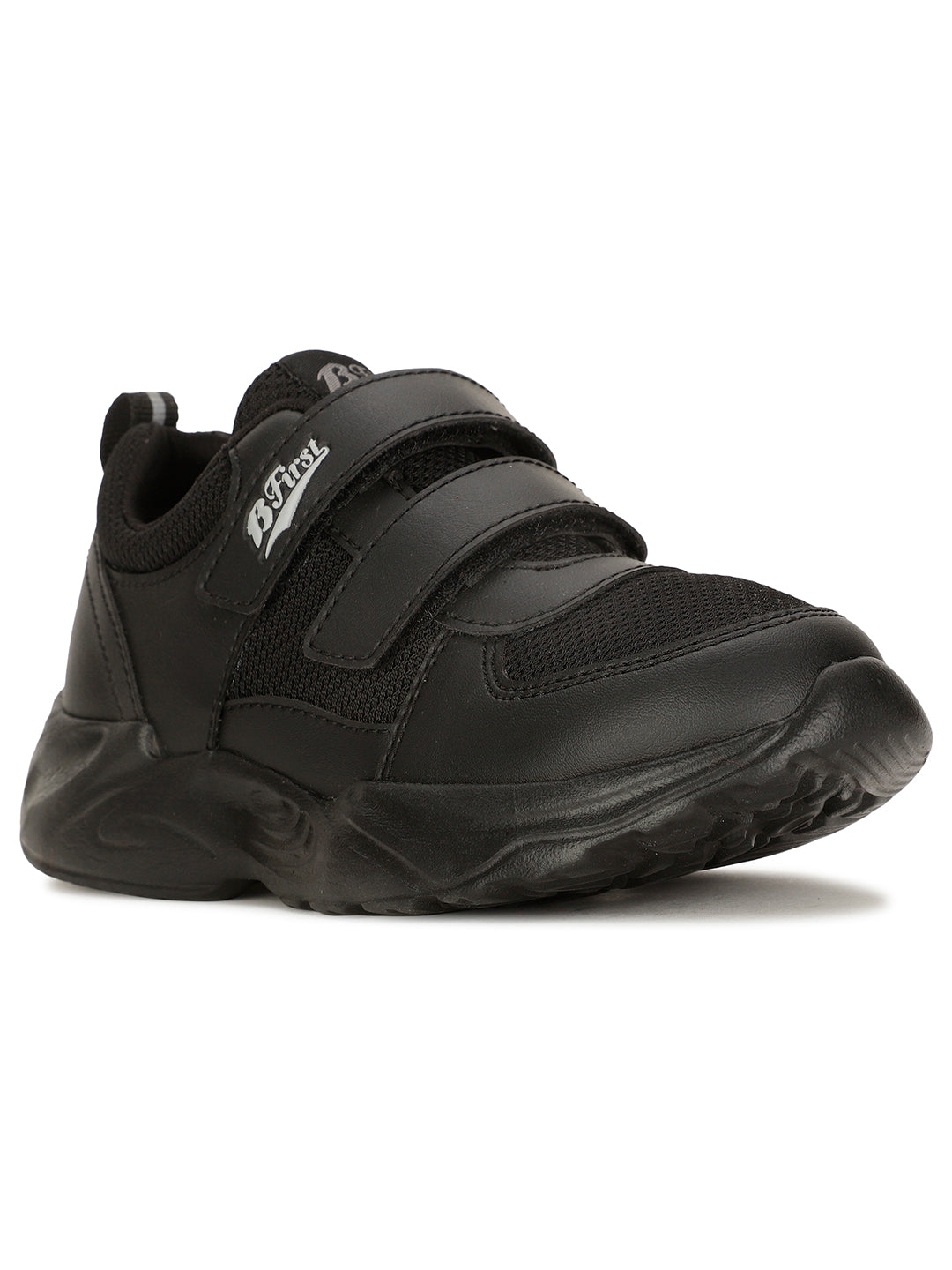 Bata Kids Unisex Velcro Strap School Shoes - Black - View 1