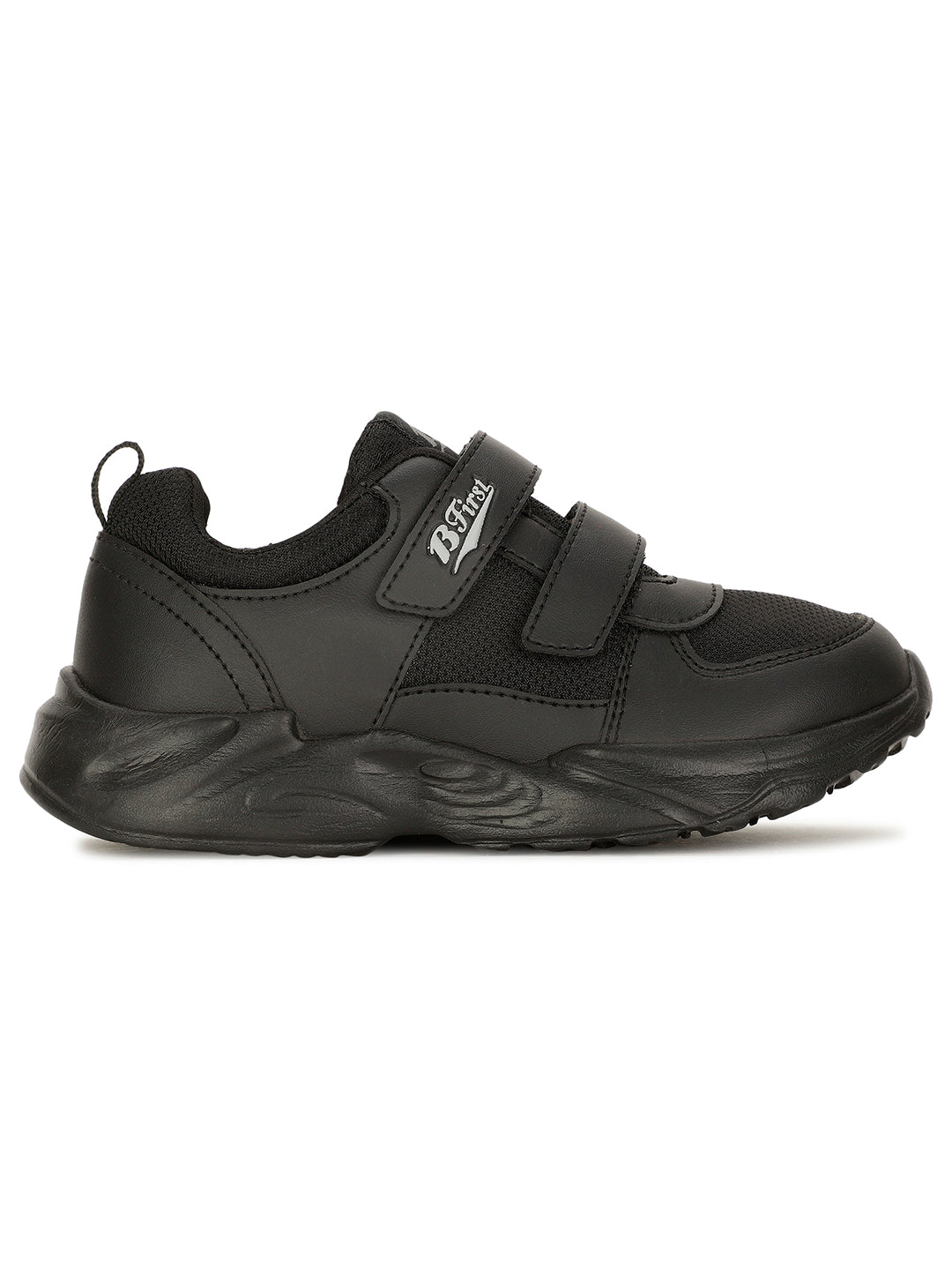 Bata Kids Unisex Velcro Strap School Shoes - Black - View 2