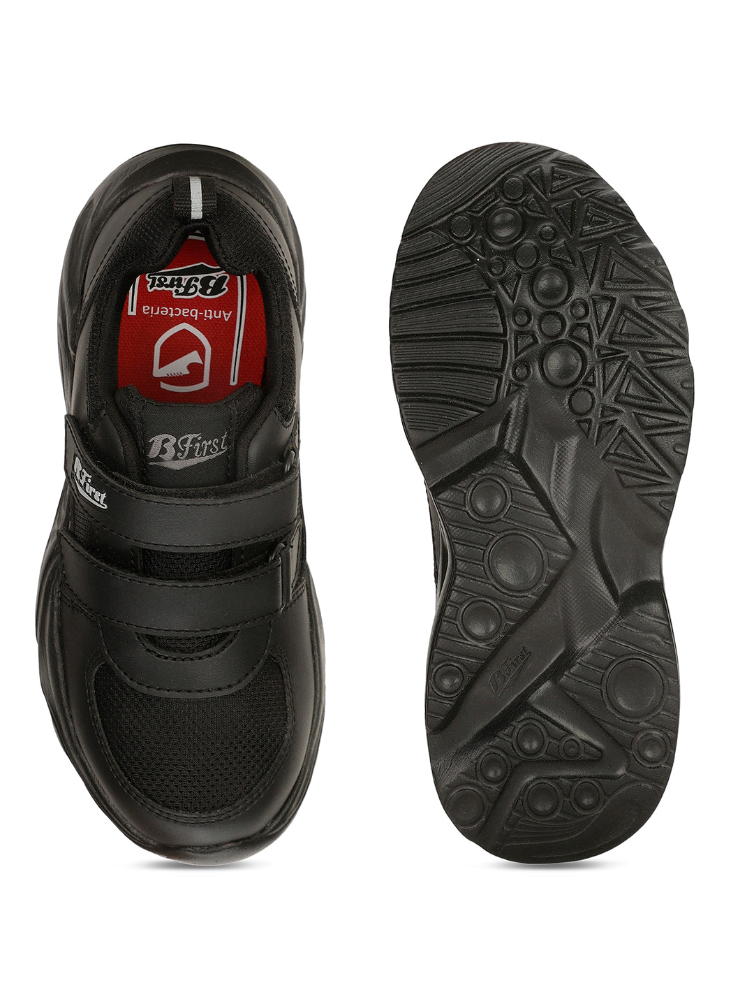 Bata Kids Unisex Velcro Strap School Shoes - Black - View 4