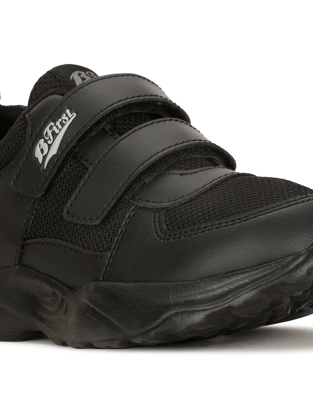 Bata Kids Unisex Velcro Strap School Shoes - Black - View 5