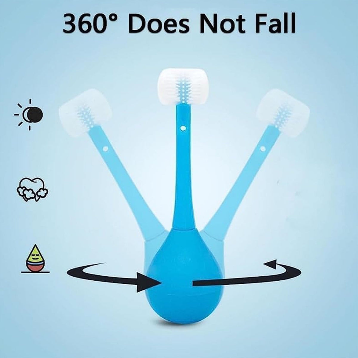3-Sided Toddler Training Toothbrush – Soft Bristles & Silicone Head (1 Pc) HP DD