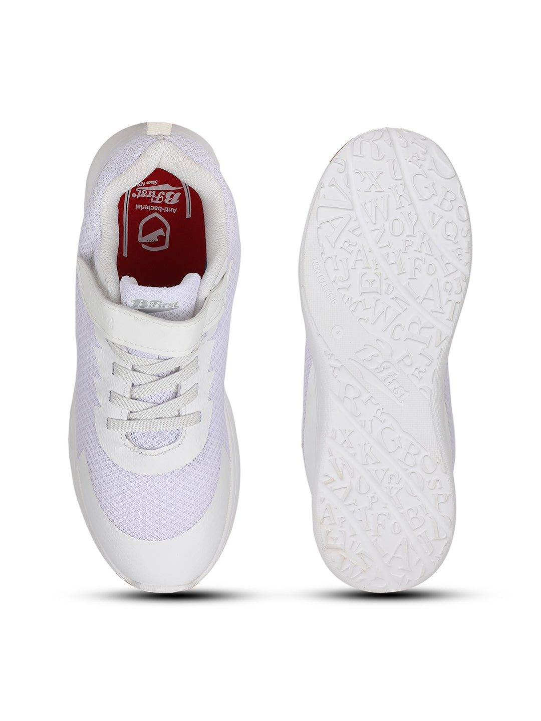 Bata Kids Unisex White Velcro Strap School Shoes - White - View 4