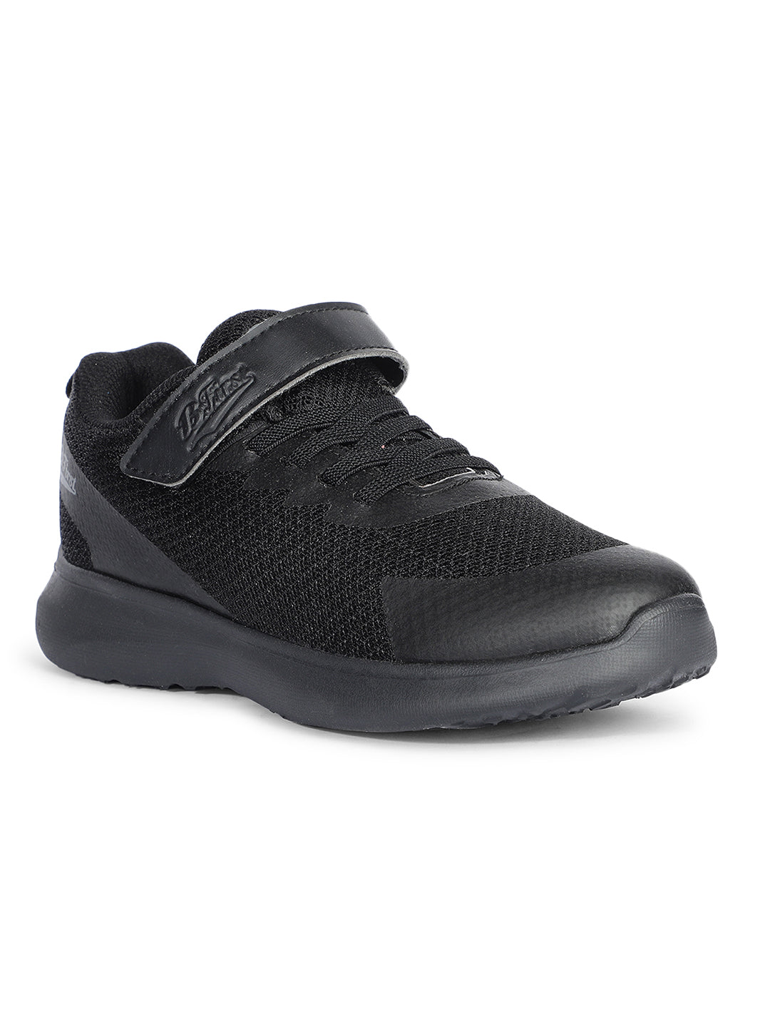 Bata Kids Unisex Black Velcro Strap School Shoes - Black - View 1