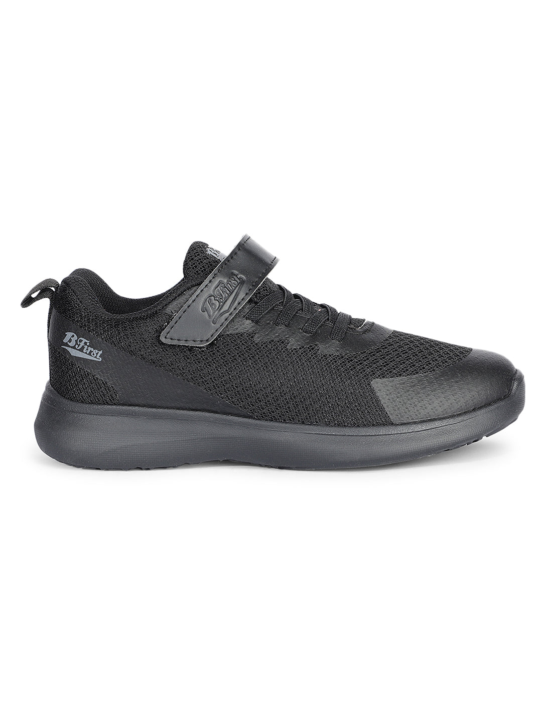 Bata Kids Unisex Black Velcro Strap School Shoes - Black - View 2