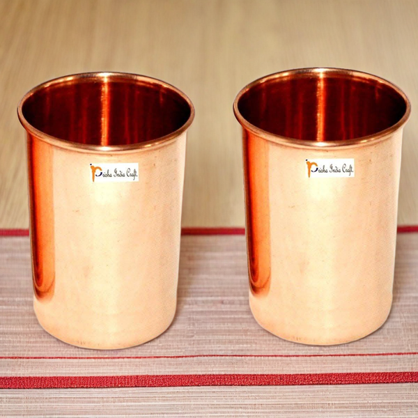 Pure copper glass tumbler (set of 2x320ml) | PRISHA INDIA CRAFT