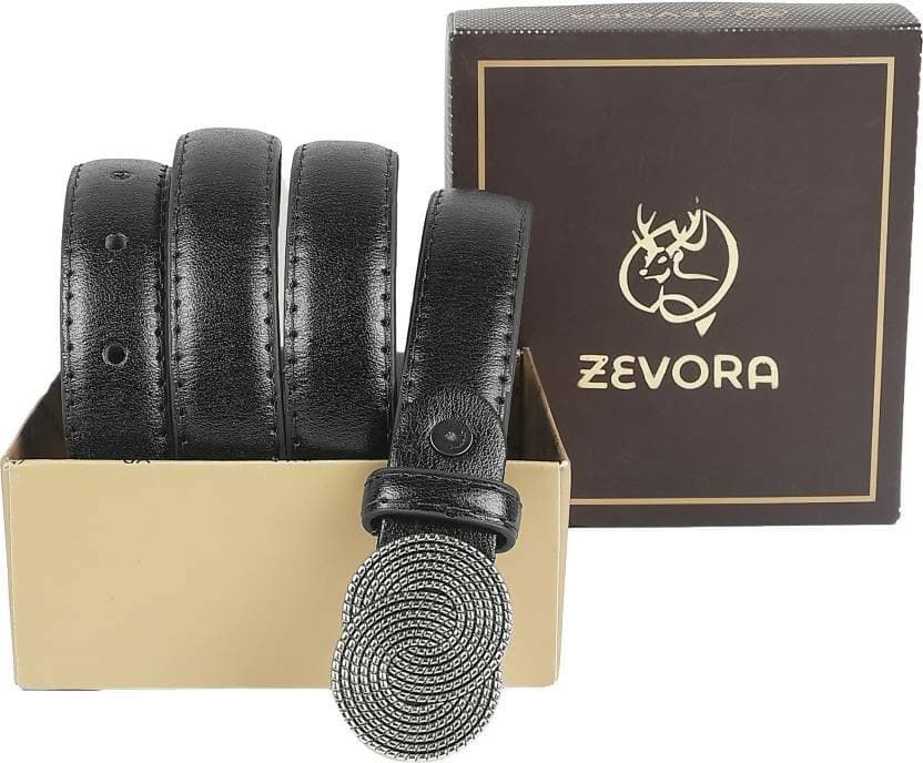 ZEVORA Women Casual, Evening, Formal, Party Black Genuine Leather Belt - HalfPe