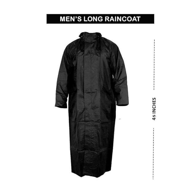 Men's Nylon Hooded Waterproof Full Length Size 3XL (Black) - HalfPe