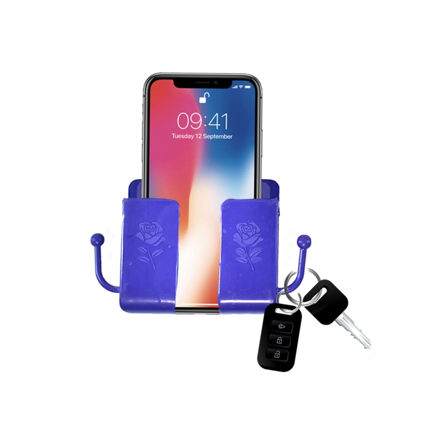 Wall Mounted Storage Box remote Storage Organizer Case With 2 Side Hanging Hooks (4pcs)