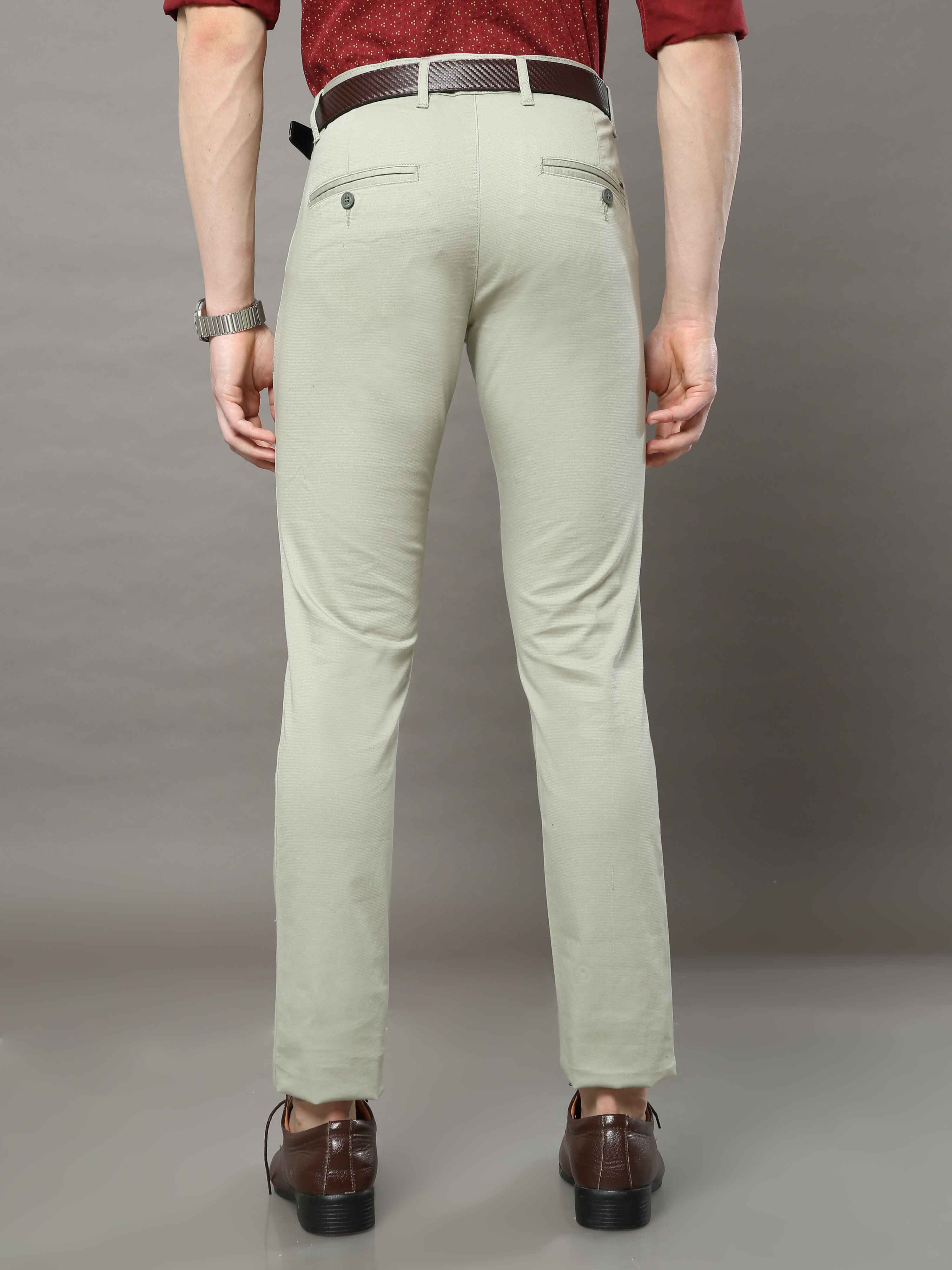 Men's Pista Narrow Fit Solid Lycra Casual Trouser