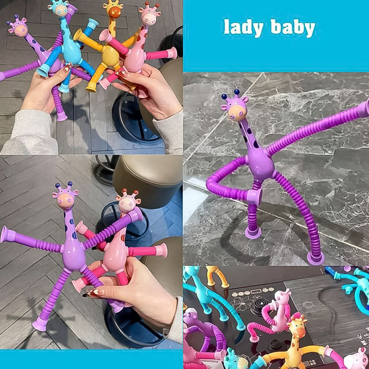 LED Giraffe Suction Cup Pop Tube Toy (1 Pc) HP DD