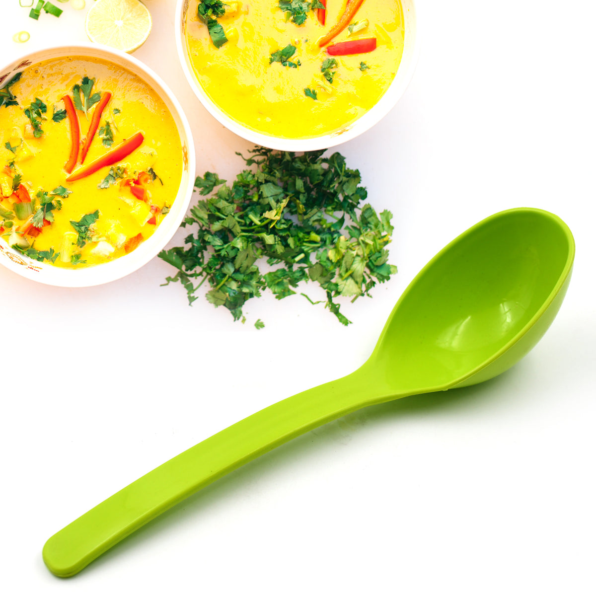 Plastic Spoon Kitchen Multipurpose Serving Ladle For Frying Serving Turner Curry Ladle Serving Rice Spoon Used While Eating And Serving Food Stuffs Etc (2 Pcs Set  10 Inch )