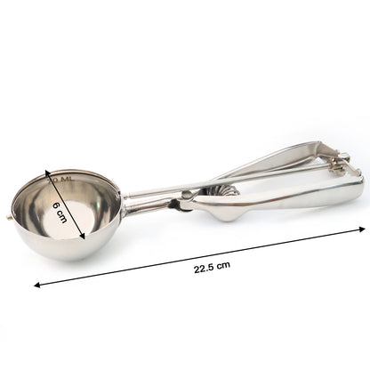 Premium Stainless Steel Ice Cream Scoop With Trigger Release Approx 70 Ml Capacity -(1 Pc)