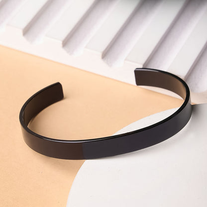 Stylish Black-Plated Stainless-Steel Bracelet For Men Boys Stainless Steel & Open Kada Bracelets For Men Boys Gift (1 Pc / Black)