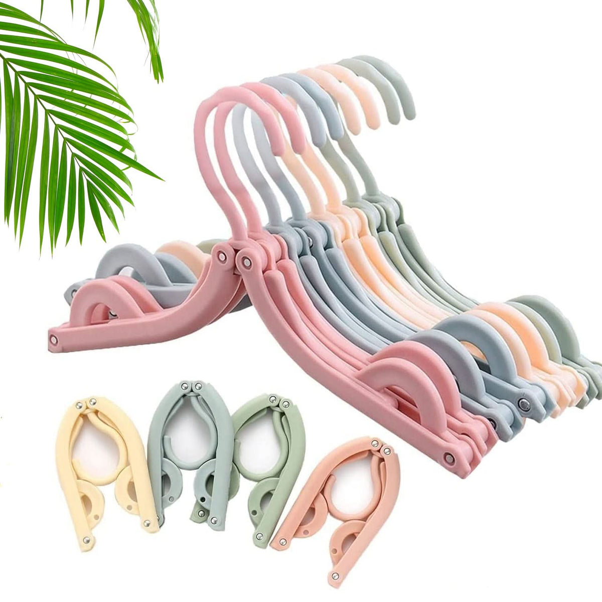 10 Pcs Portable Folding Clothes Hanger Creative Travel Easy To Carry Clothes Hanger For Adults And Children(Multicolor) HP DD