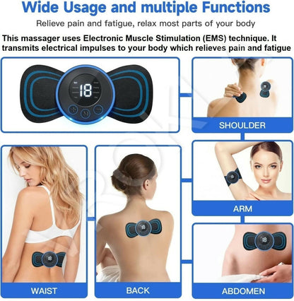 Compact Wireless Mini Body Massager for neck, back and leg pains with 19 Strength Levels