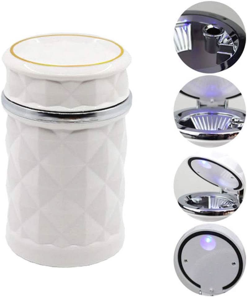 Car Cupholder Ashtray with Lid & Blue LED Light