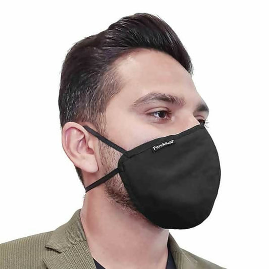 Khadi Essentials Pure&Safe 5 Layered Designer Reusable Washable Ken95 Face Mask Black (Pack Of 2)