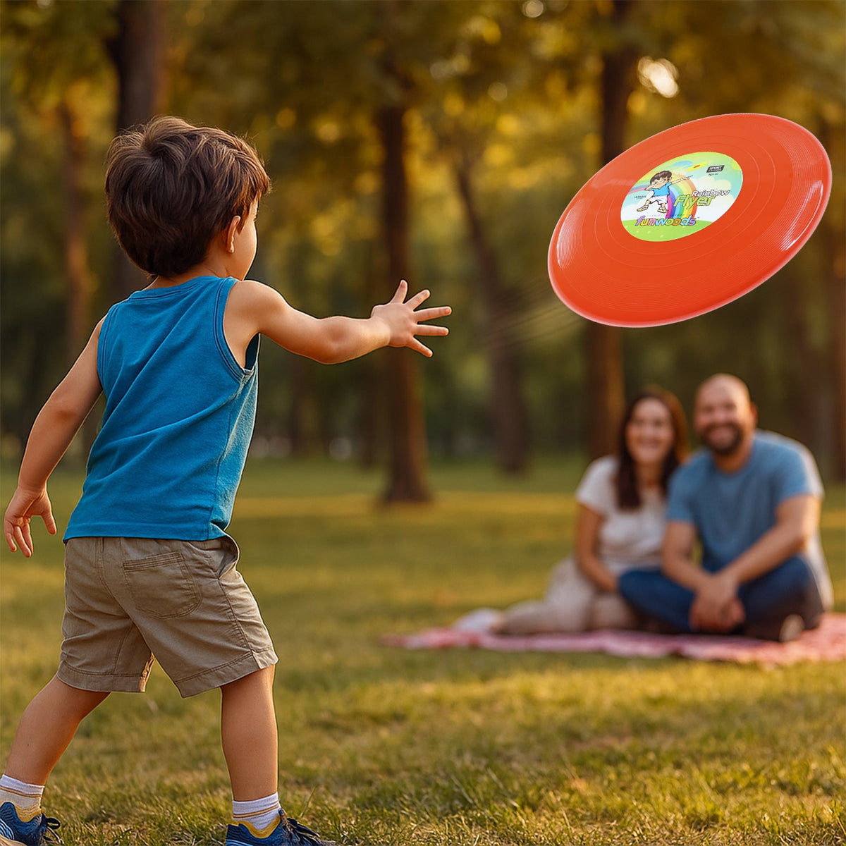 Funwoods Big Outdoor Flying Disc Throw & Catch Game Toy | Aerodynamic Plastic Frisbee for Kids, Family Play, Parks & Beach Fun (1 Pc) HP DD