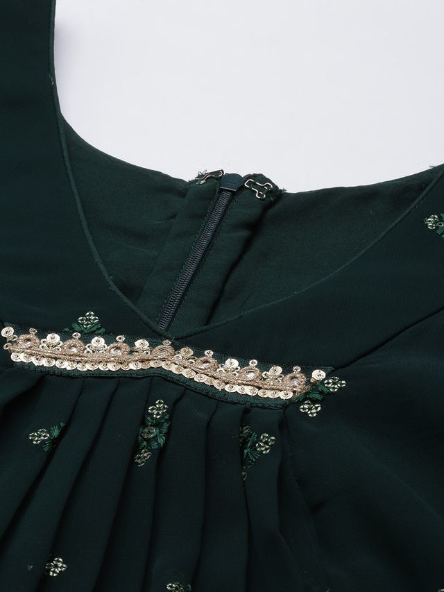 Bollywood Vogue Ready To Wear Green Embroidered Salwar Set