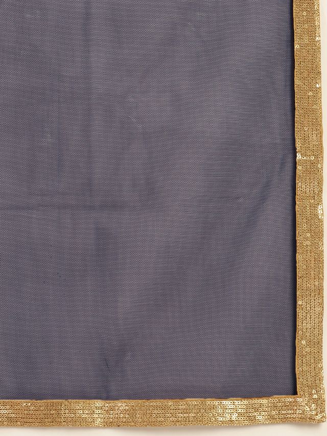 Bollywood Vogue Ready To Wear Blue N Grey Sequence Embroidered Lehenga Set