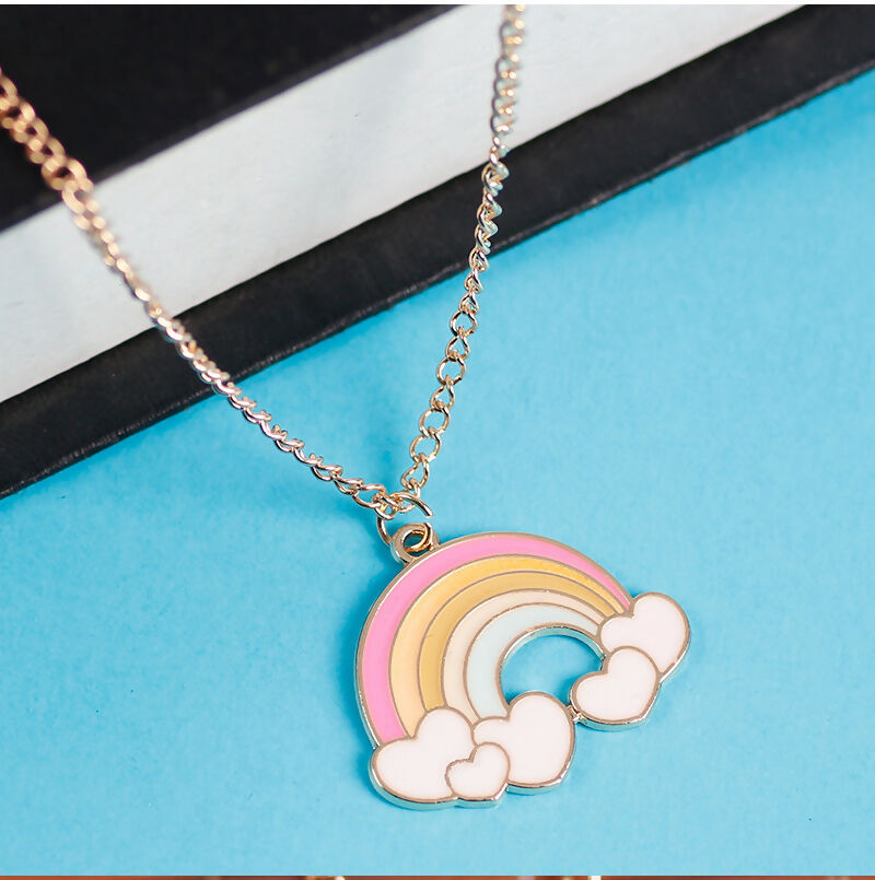 Set of 2 Rainbow & Infinity Pendant Necklaces for Women & Girls