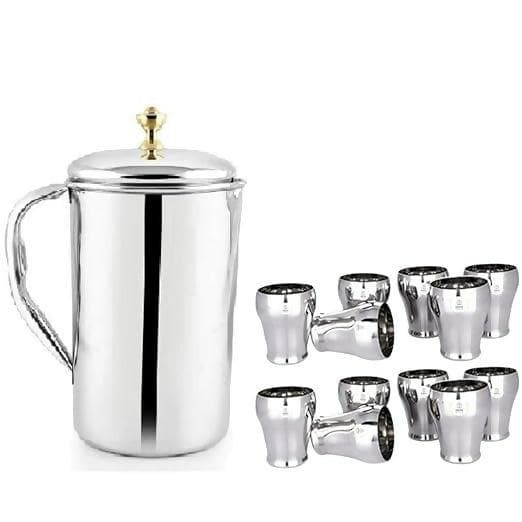 SHINI LIFESTYLE Stainless Steel Jug Set and best quality steel Glass, Water Jug, juice glass set Jug Glass Set (STAINLESS STEEL) - HalfPe