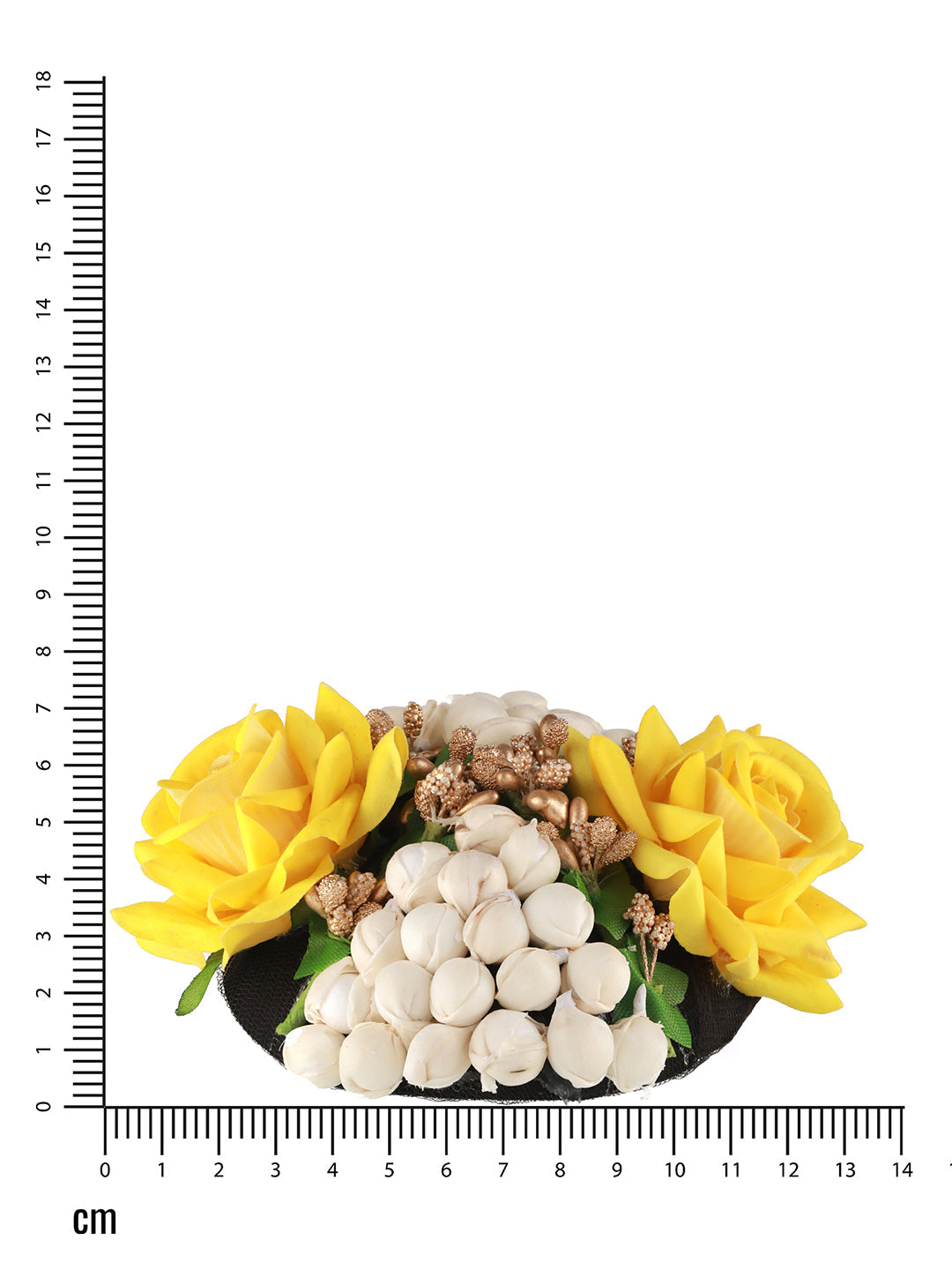 Women Yellow Rose & White Mogra Embellished Artificial Flower Gajra Designed Hair Bun Cover