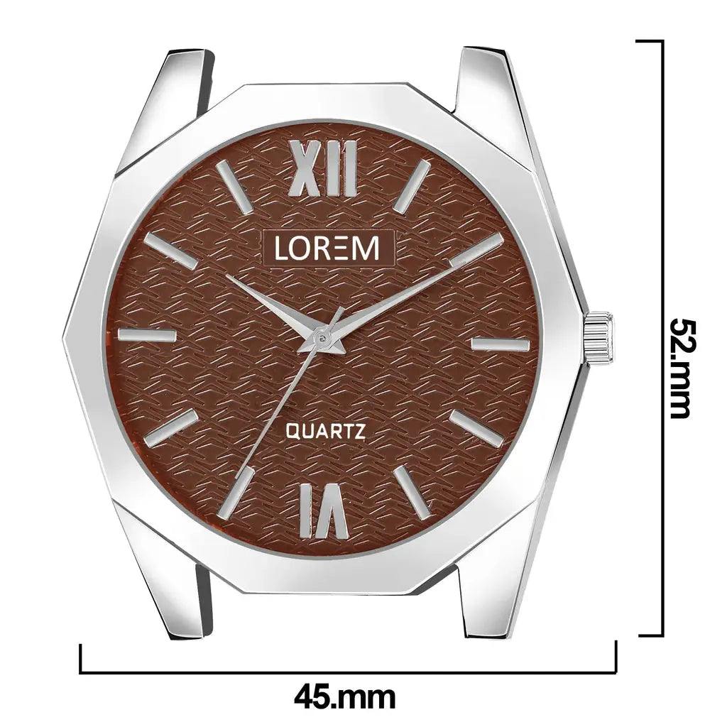 LOREM Brown 3d embossed Dial Analog Watch For Men LR85 LOREM