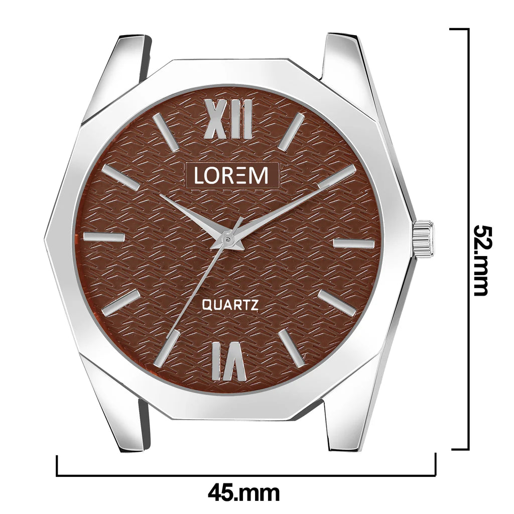 LOREM Brown 3d embossed Dial Analog Watch For Men LR85